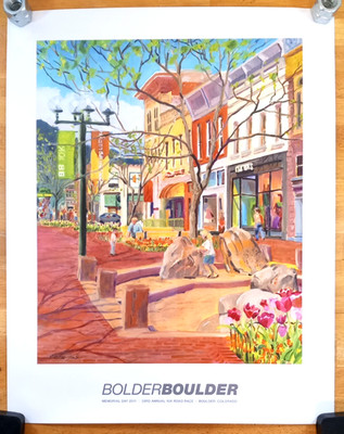 2011 Bolder Boulder 10K Poster 22x28 Barbara Froula Pearl Street Mall Colorado