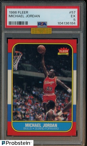 1986 Fleer MICHAEL JORDAN HOF Rookie Card # 57 1986-87 RC Gold Diamond MBA PSA 5