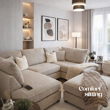 New L Shape / U Shape Carnaby Chaise Cinema Sofa with Footstool - Couch ON SALE