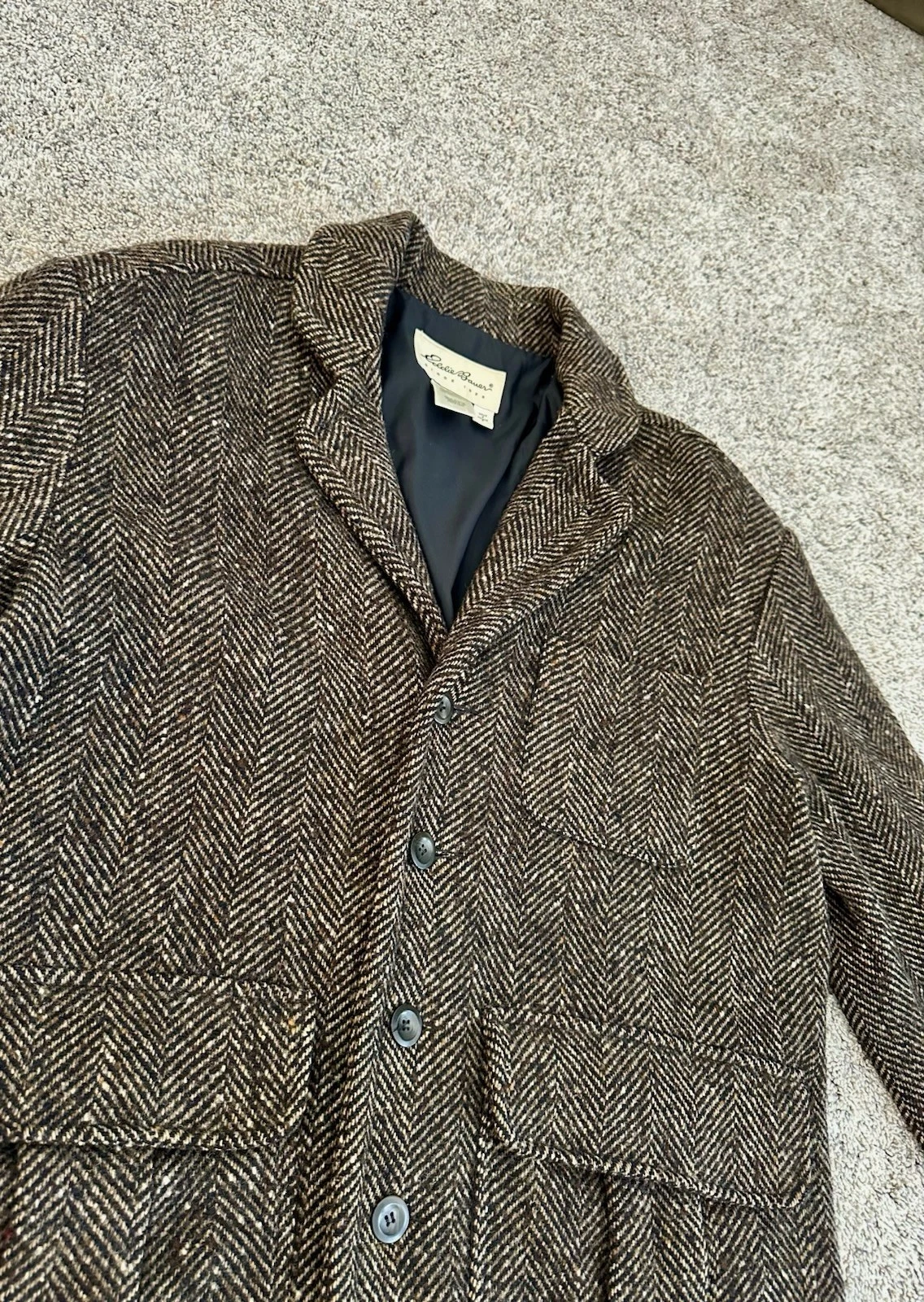 Vintage Eddie Bauer Herringbone Wool-Blend Jacket — Made in USA - product detail image 6