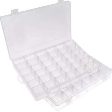 2 Pack 36 Grids Plastic Storage Box Clear Organizing Containers Craft Organiz...