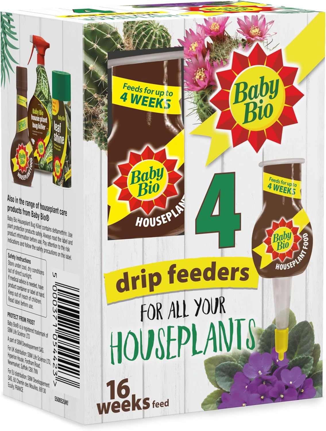 Baby Bio Houseplant Drip Feeders, 4 X 40Ml - Ready to Use House Plant Food - Eas