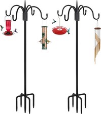 FEED GARDEN 76 Inch Four Shepherd Hooks for Outdoor,Bird 76 Inch, Black