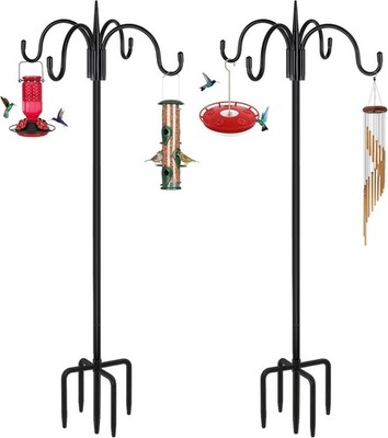 FEED GARDEN 76 Inch Four Shepherd Hooks for Outdoor,Bird 76 Inch, Black 