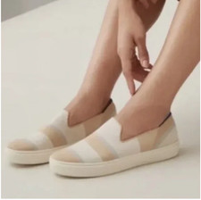 Rothy's Shoes The Sneaker Shoes Slip-on Beige /Tan Stripe Sz 7