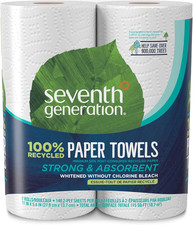 Seventh Generation Paper Towels, 100 Recycled Paper, 2-Ply, 2 Rolls Packaging