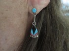 HANDMADE NATIVE AMERICAN STERLING SILVER INLAID PENDANT & EARRING SET — photo 6