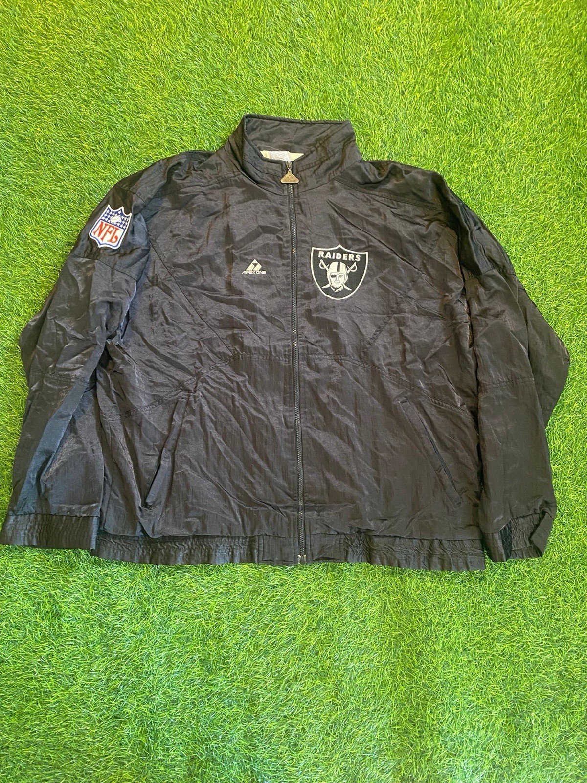 Vintage NFL Apex One Oakland Las Vegas Raiders Zip Up Jacket Size XL