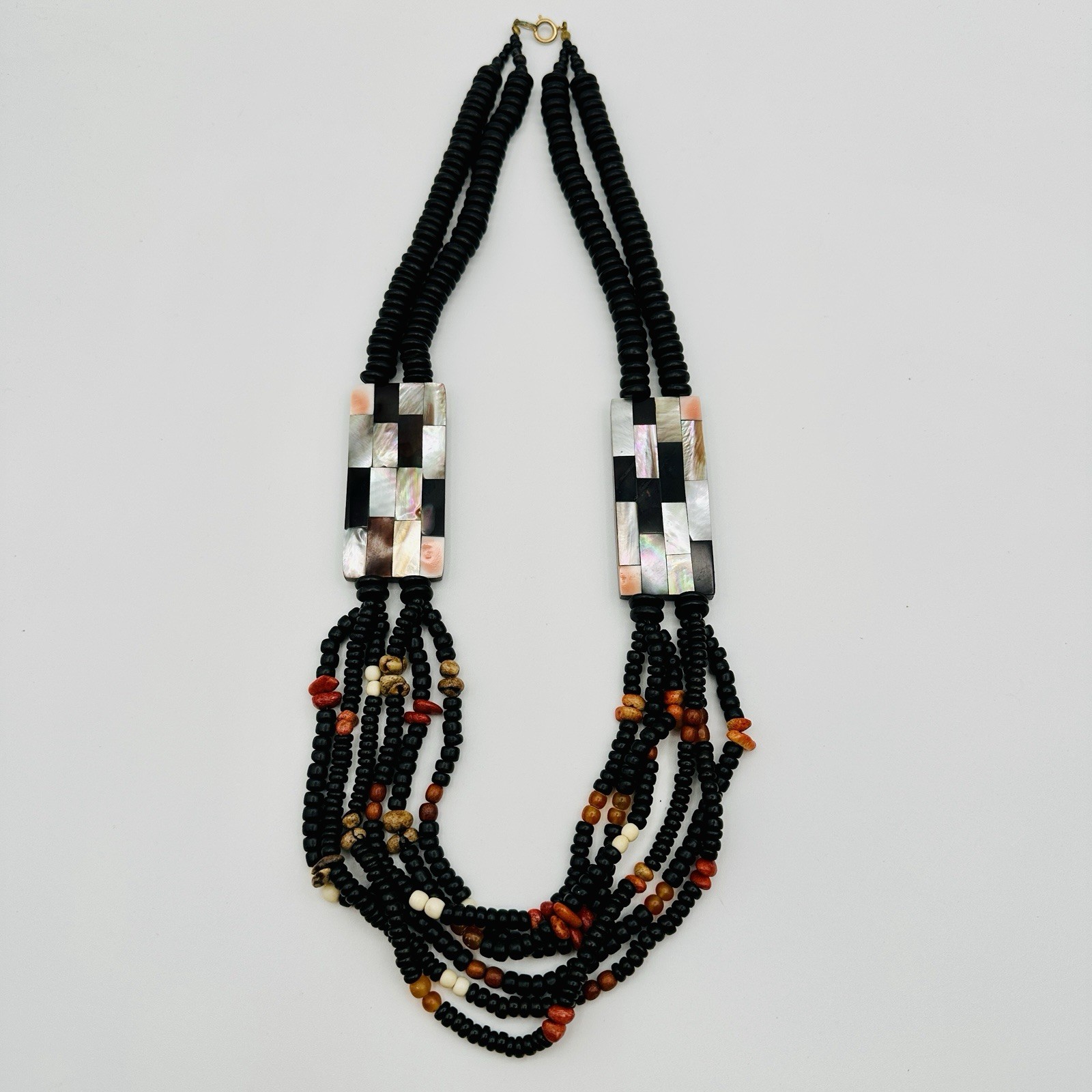 VTG Abalone Shell Large 27” Statement Necklace Wo… - image 4