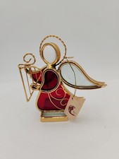 Stained Glass 24K Gold Angel W Harp Votive Tea Light Candle Holder KJ's USA Made