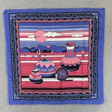 Vintage Bandana Handkerchief Made In USA Colorful Southwestern Pictorial Sunset