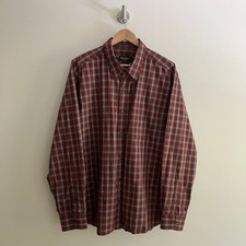Eddie Bauer Shirt Men s XXL Burgundy Check Classic Fit Button Up Long Sleeve
