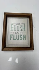 Rustic Bathroom Wall Sign – “Wash, Brush, Floss, Flush”