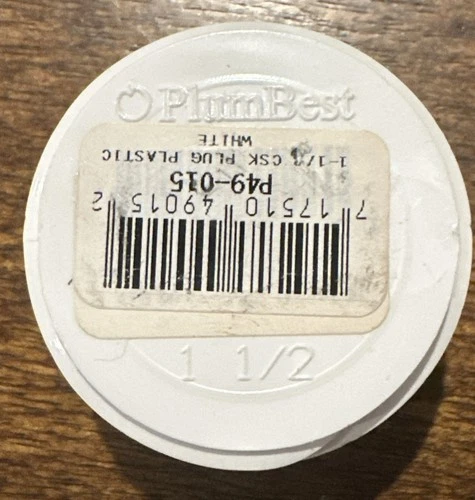 Jones Pipe CSK Schedule 40 PVC 1.5” Threaded Plug MIPT x 1.5” Diam MPT  P49-015 - Picture 3 of 4