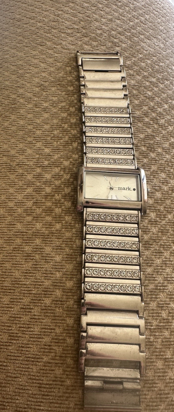 Mark. Watch Rectangular Silver Toned Sparkling Ru… - image 1