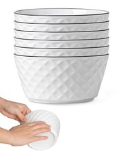 Yeacccng Ceramic Soup Bowls Set of 6, 30 Oz White Cereal Bowls, 6 inch Small Sou