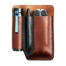 Leather Men Pocket Organizer Leather EDC Tool Pouch Sheath Handmade Multitool...