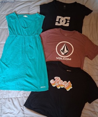 Billabong Dress, Volcom, DC, Reef Shirts Sold As A Package! Size L Womens
