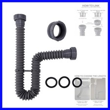 Sink Drain Kit, 1-1/2 Inch Expandable Flexible P-Trap 7.5 Inch - 17.7 Inch Fl...