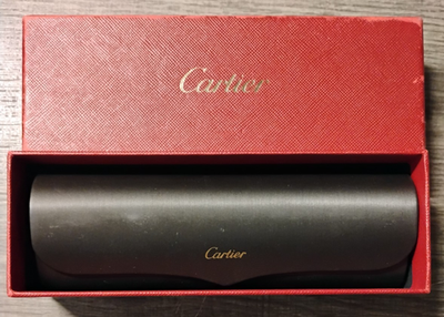 Cartier Black Leather Eyewear Case with Red Signature Boxes EXCLUSIVE.Authentic Cartier Black Glasses Case, Red Box,WITH  main image 4