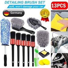 13 tlg Auto Pflege Reinigungsset Mikrofaser Tücher Schwamm Felgen Bürste Wasch