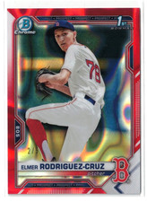 2021 1st Bowman Draft Chrome RED Lava RC Elmer Rodriguez-Cruz #BDC-37 Yankees /5