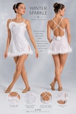 Art Stone Dance Costume White Sheer Style With Rhinestones And Feather Accent