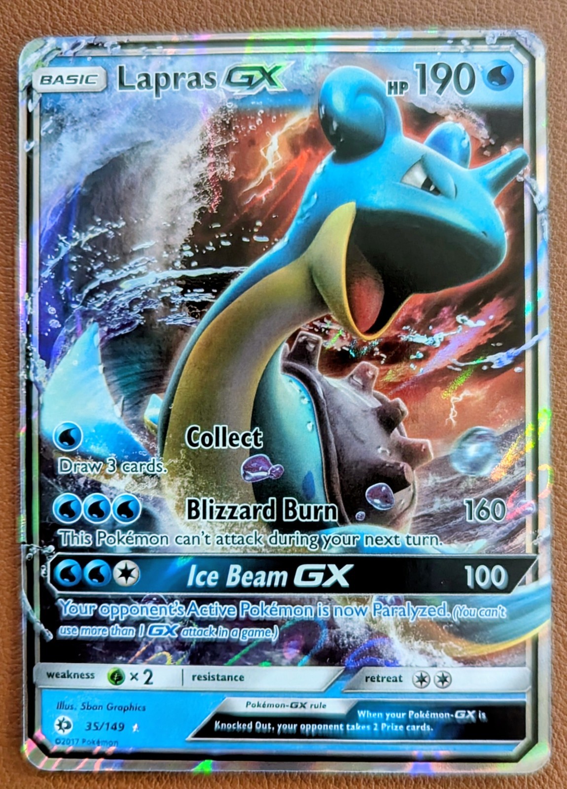☀️ Sun & Moon Lapras GX #35 Ultra Rare 🌙 🌟 MINTY MINT CONDITION 🌟