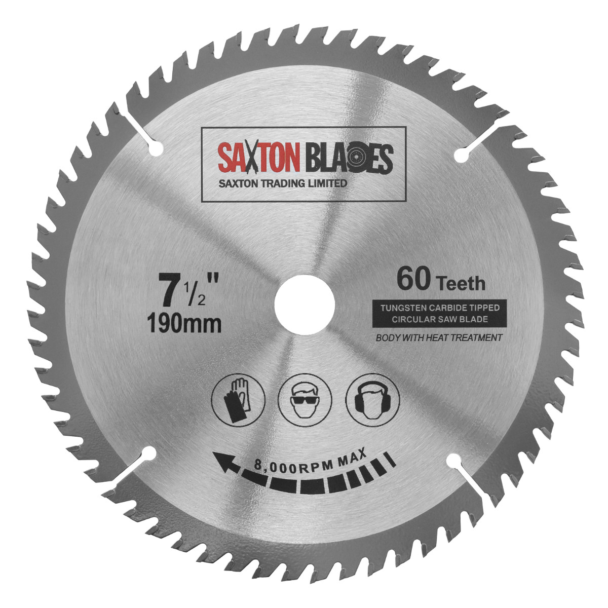 Saxton TCT Circular Wood Saw Blade 190mm x 60T x 20mm Bore (16mm ring)