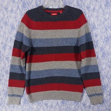 IZOD Sweater Mens Large Crew Neck Multicolor Striped Cotton Pullover