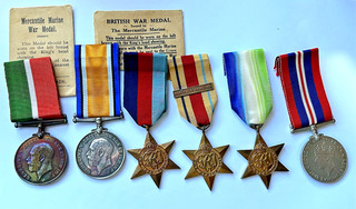 MERCANTILE MARINE PAIR W.W.II MEDALS J.S.KING BORN CAPE COLONY S.A.