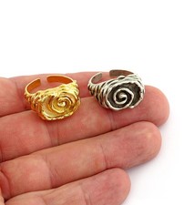 Swirl Adjustable Ring Raw, Shiny-Antique Silver,Shiny Gold-Silver 8us 5659