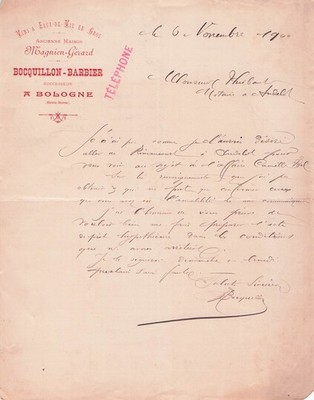 52 HAUTE-MARNE BOLOGNA, merchant, BOCQUILLON-Barber 1900 wines, wholesale