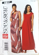 Dress Maxi Long Sleeveless 8-24 See & Sew Butterick B5837 Sewing Pattern 5837