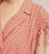 116. NWT Anthropologie Maeve Carlotta Ruched Shirt Dress, size small $128