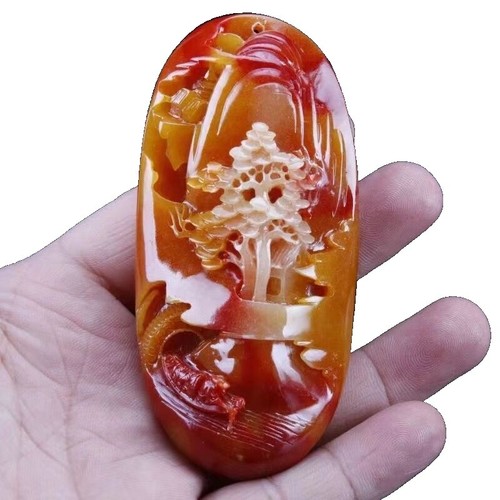 Vintage jade budha Netsuke sz 1 1/8 in lg wgt11 grams brown on red