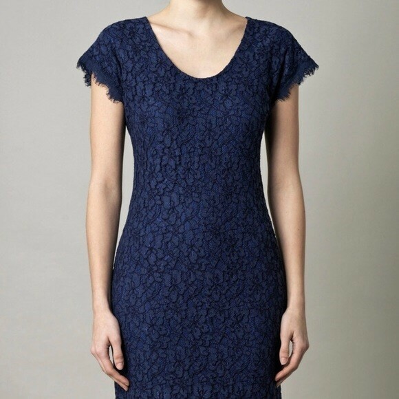 NwoT DIANE VON FURSTENBERG DVF $345 Wanda Lace Dress Gold Zipper