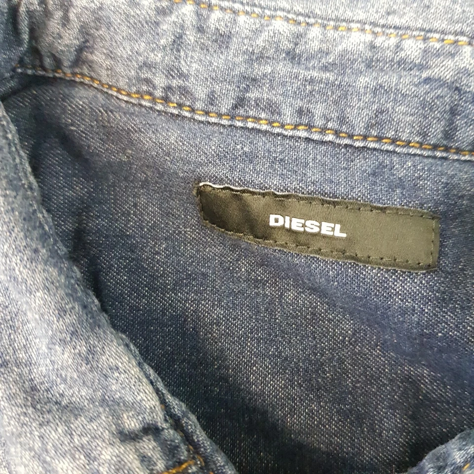 Diesel Mens Shirt Medium Blue Denim Metal Snap Cowboy Western Jeans Wash Rodeo - Image 4 of 4