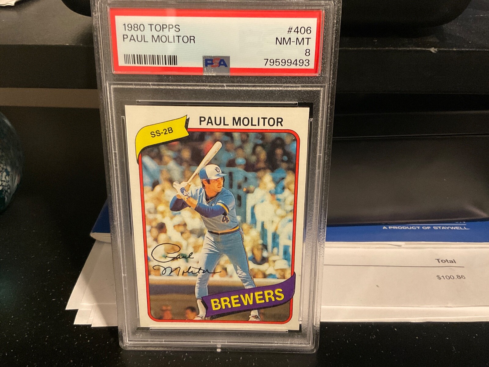1980 TOPPS #406 PAUL MOLITOR BREWERS HOF PSA 8