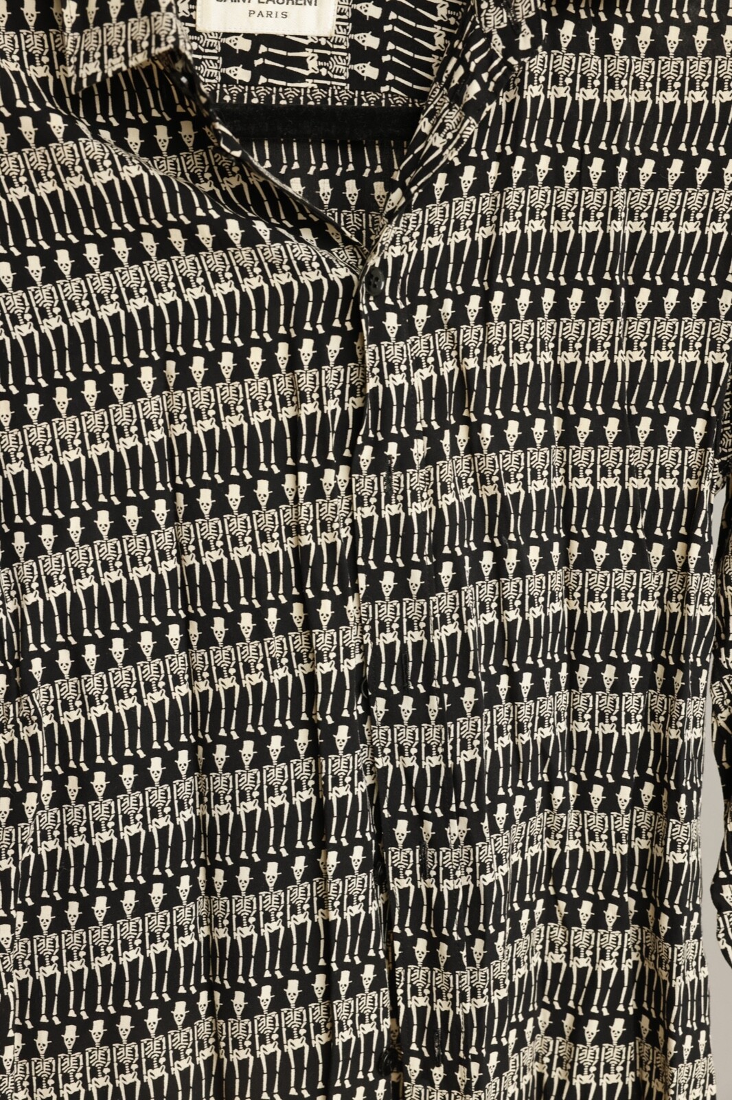 SAINT LAURENT PARIS 2015SS Skull Patterned all over Shirt Authentic Size FR 38