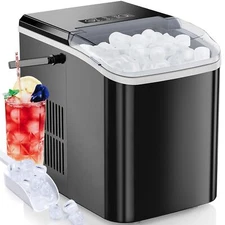 Portable Countertop Ice Maker Ice Machine Self-Cleaning 9 Cubes 6 Mins 26.5Lbs