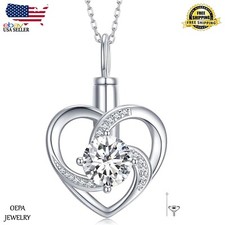 Heart Urn Necklace 925 Sterling Silver for Ashes Cremation Keepsake Necklace