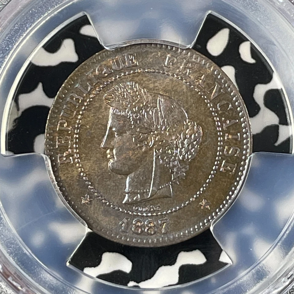 1887-A France 5 Centimes PCGS MS64BN Lot#G106 Choice UNC! Gad#157a - Image 3 of 4