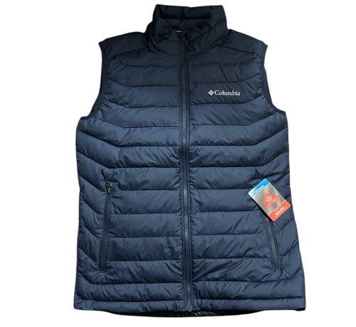 New Omni Heat Men's Columbia Puffer Vest, Medium. White Out Navy