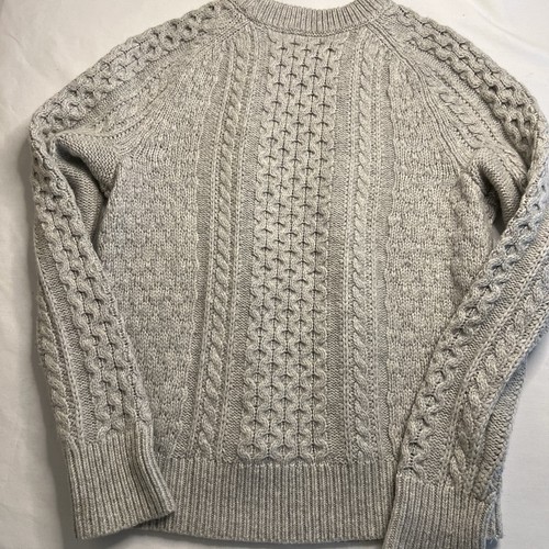J. Maglione Crew agnelli lana misto nylon grigio popcorn maglia cavo XS - Foto 8 di 9