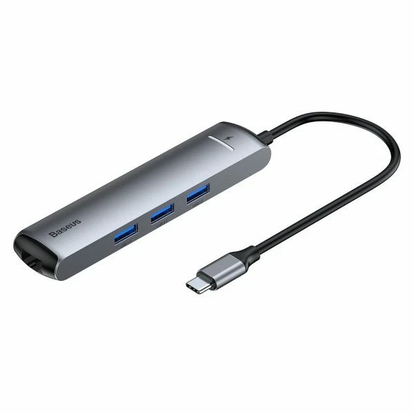 Baseus Type-C Male to USB-C, 3 Female USB 3.0, RJ45 Port, HDMI 6-in-1 Smart Hub - Image 2 of 4