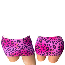 Micro mini skirt exotic dancewear bikini coverup pink tie leopard print