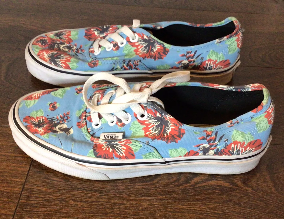 VANS Star Wars Yoda Aloha Blue Floral Authentic Sneakers Shoes Mens 5.5 Womens 7