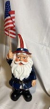 Patriotic Garden Gnome 8 3/4 In Tall. Red White  Blue Thumbs Up American Flag