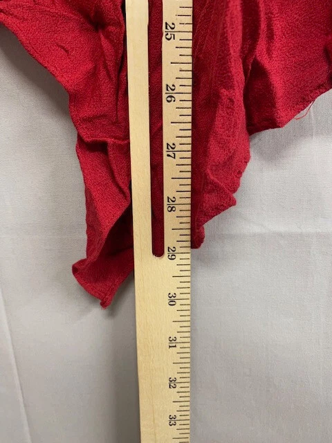 Blusa soprano para mujer roja pañuelo dobladillo cuello en V manga larga talla pequeña Foto 4 de 4